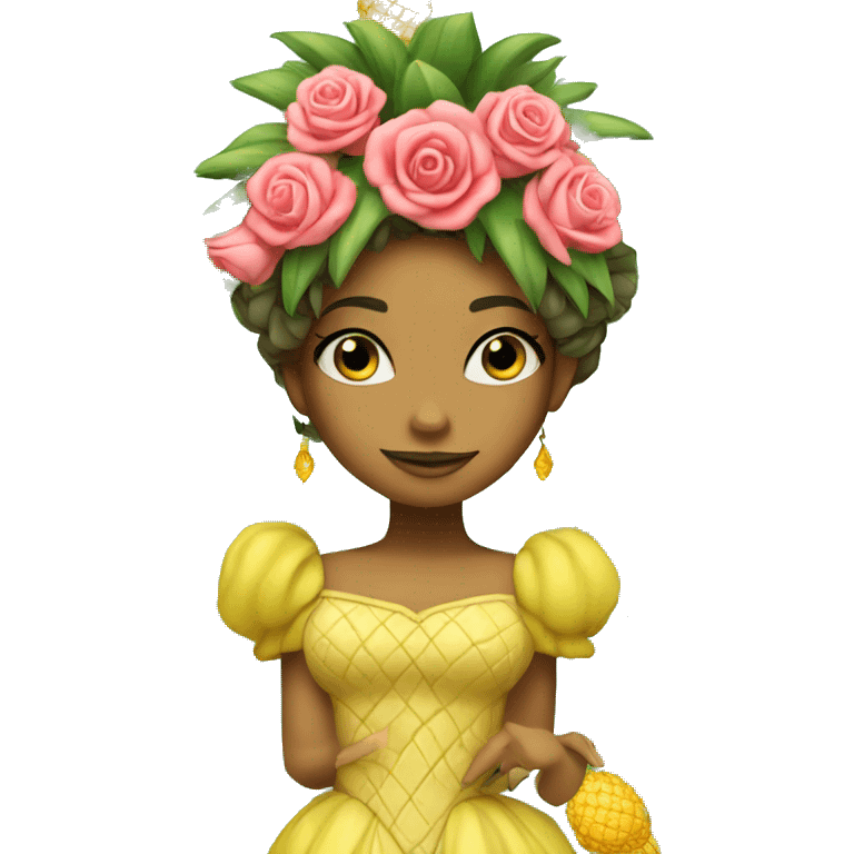 Pineapple Princess with roses emoji