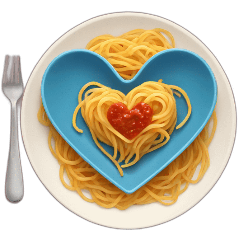 Spaghetti with sauce on heart shape plate emoji