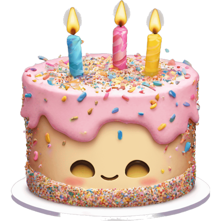 Cute birthday cake with lots of sprinkles  emoji