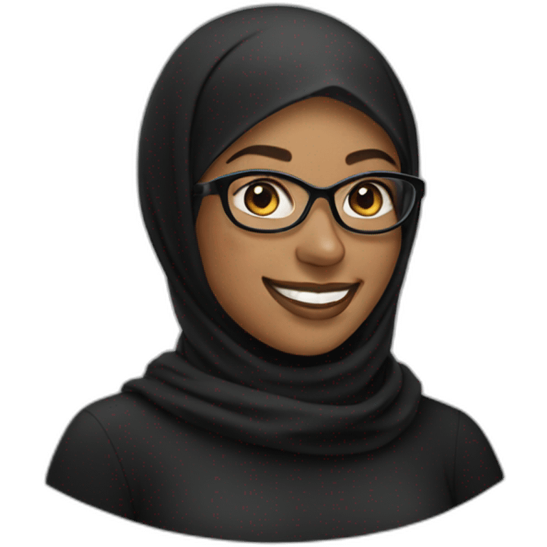 woman smile with black hijab with glasses emoji