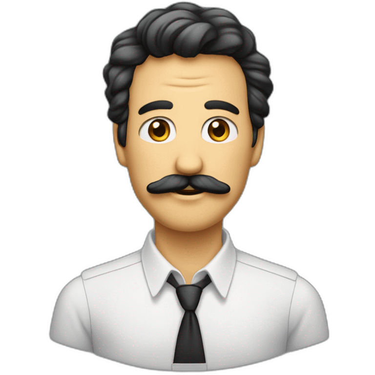 Homme cheveux noirs plaqué sur le côté moustache carré en chemise emoji