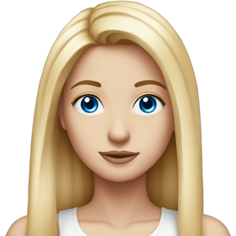 beautiful woman, long straight blonde hair, blue eyes, white tank top emoji