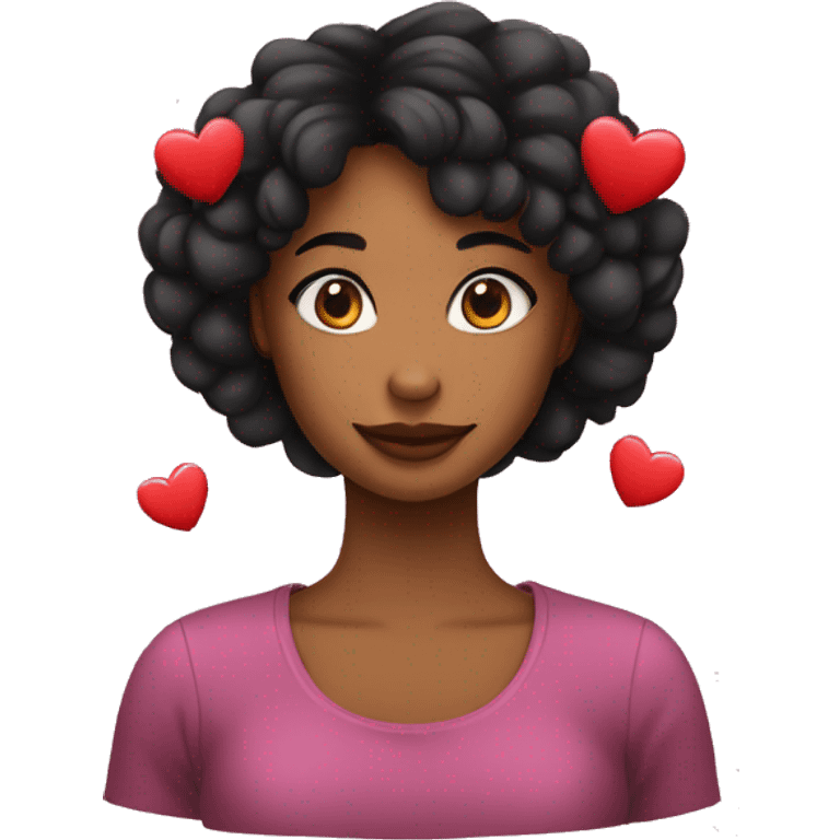 Chica pelo negro liso y con corazones  emoji