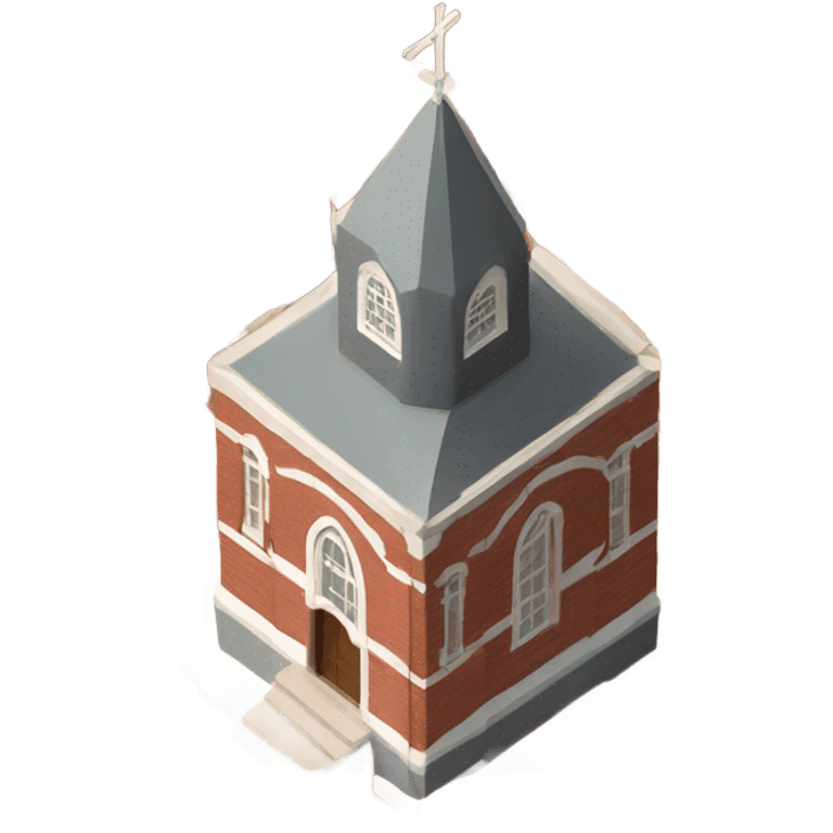 isometric single floor round red brick methodist church emoji