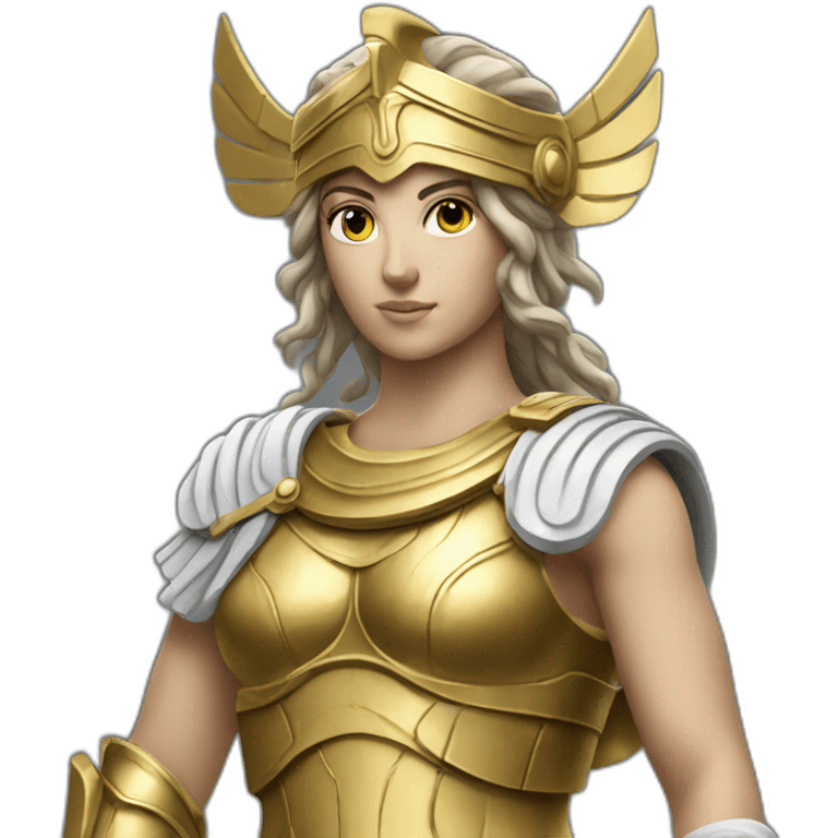 Sculpture of Athena the Greek goddess with her golden armour  emoji