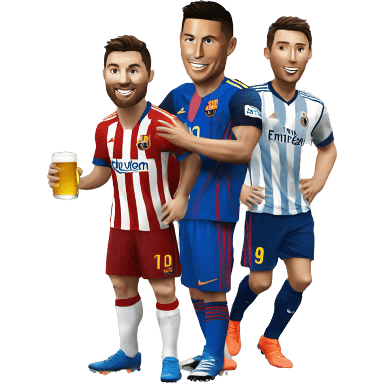 Ronaldo with a Messi and a beer emoji