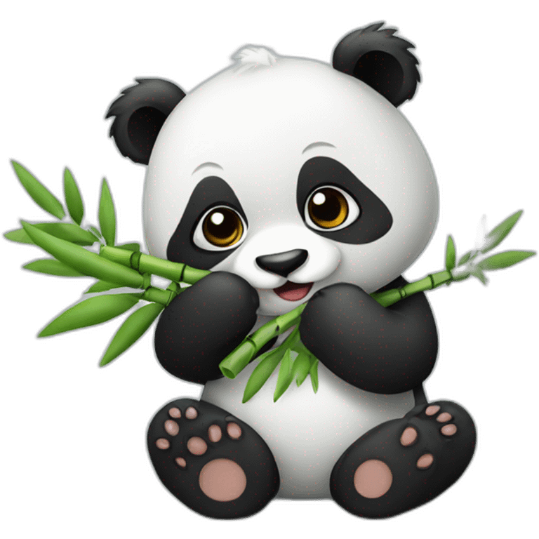 A cute panda eating bamboo emoji