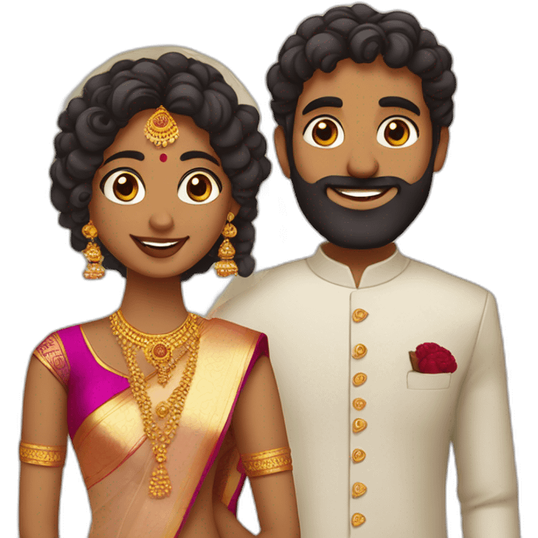 south indian girl with curly hair marrying south indian guy with straight hair and beard emoji