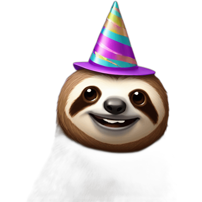 sloth with party hat emoji