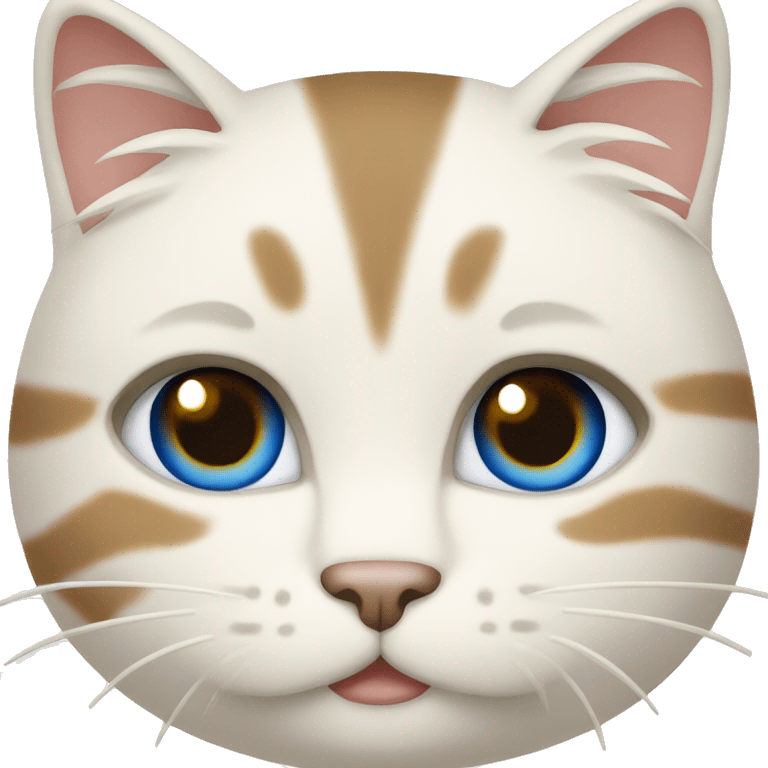 Cream cat with brown stripes and blue eyes emoji