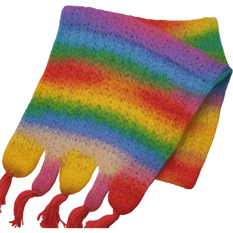 Knit scarf with rainbow design emoji