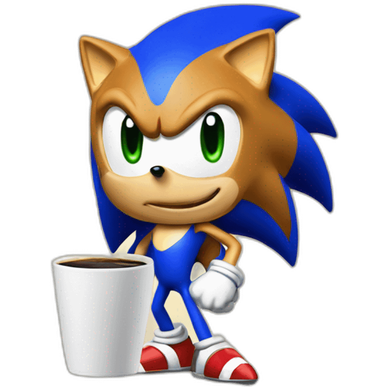 Sonic qui boit un café emoji