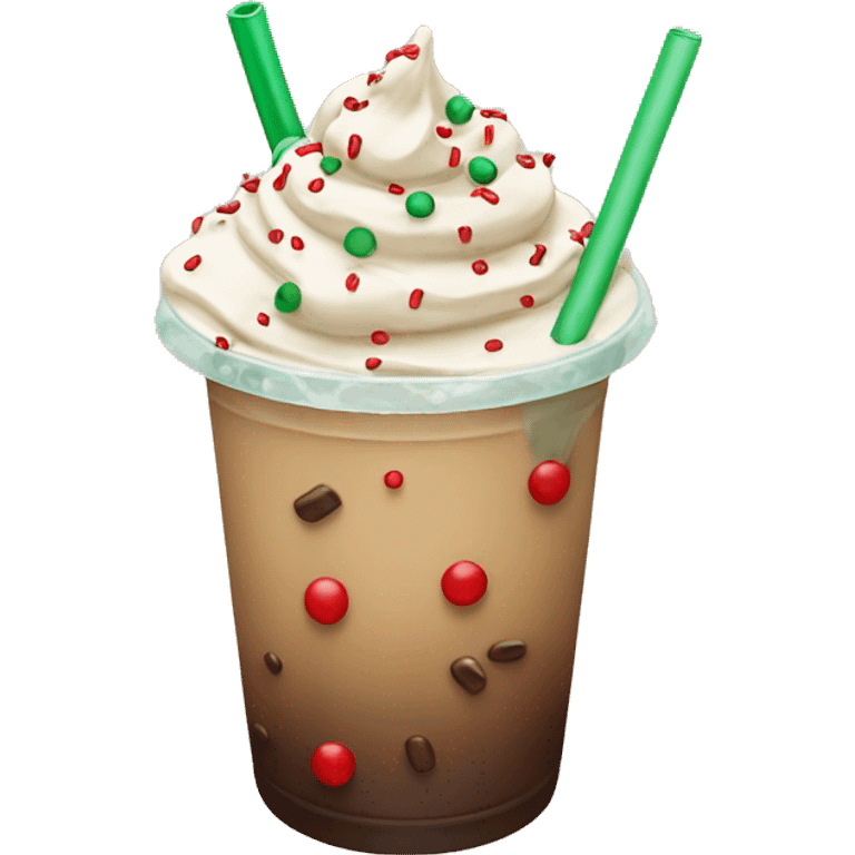 an iced coffee with red and green sprinkles  emoji