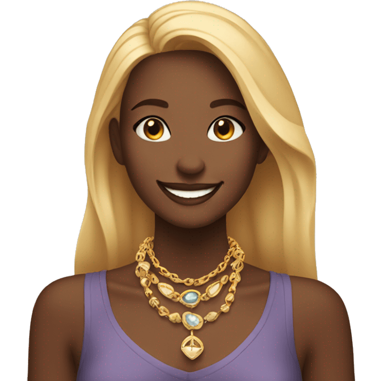 girl smiling indoors with jewelry emoji