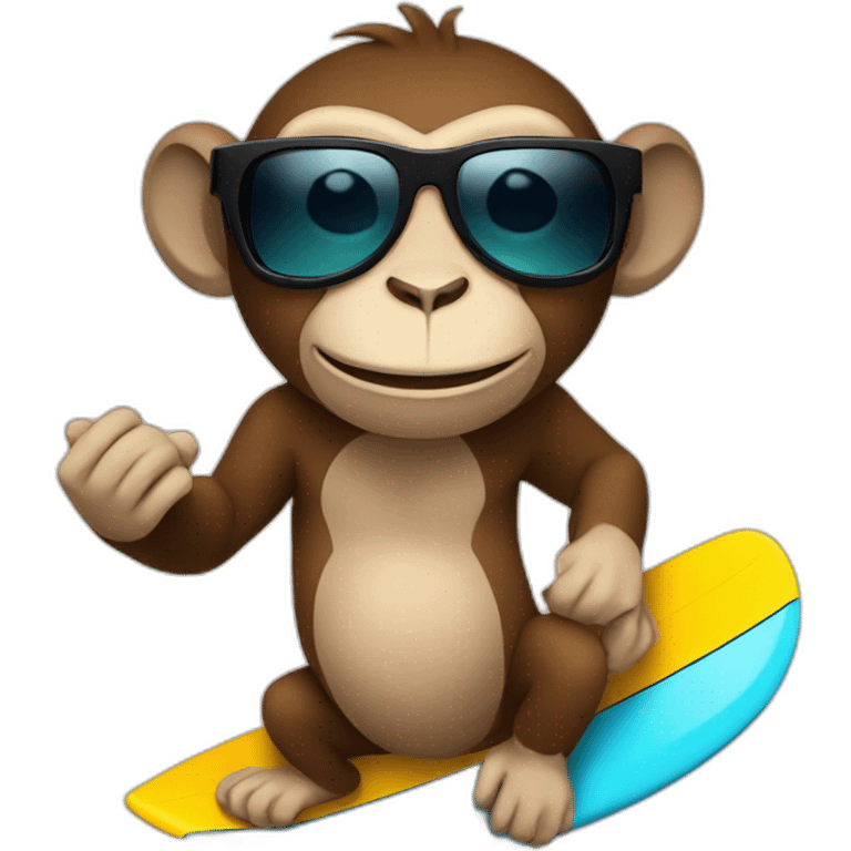 Monkey sunglasses surfing emoji