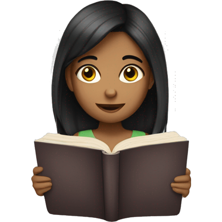 girl with dark hair reading emoji