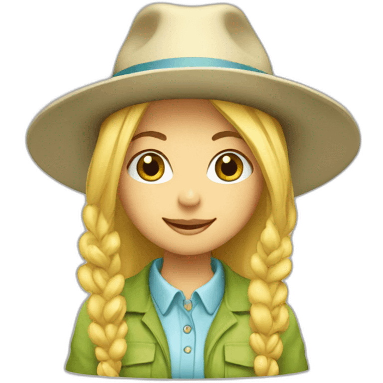 blonde gardener girl pretty with hat emoji