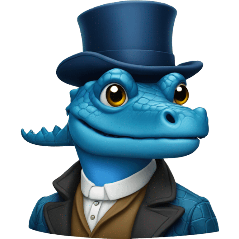 A blue sherlock holmes alligator emoji