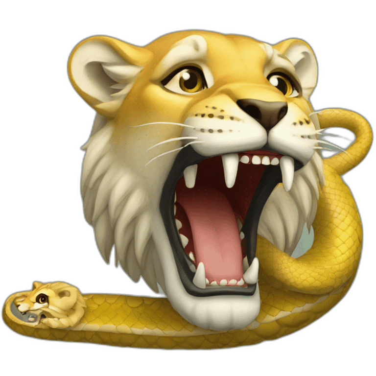 Un serpent qui mange un lion emoji