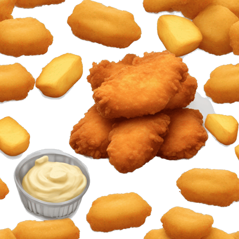 Fried chicken nuggets and pommes gaufrettes emoji