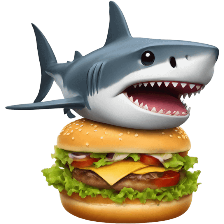 shark riding on a hamburger emoji