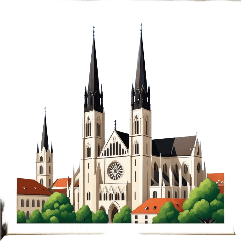 Zagreb Cathedral Landmark Emoji – Depicting its Gothic architecture and twin spires. emoji