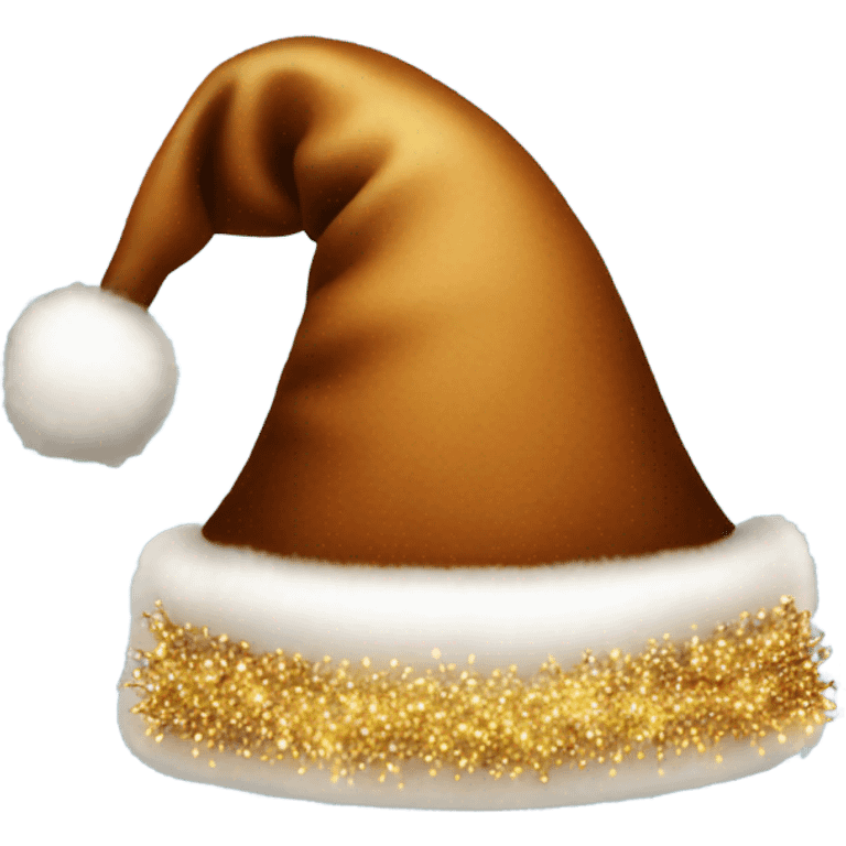 brown santa claus hat with shimmering garland emoji