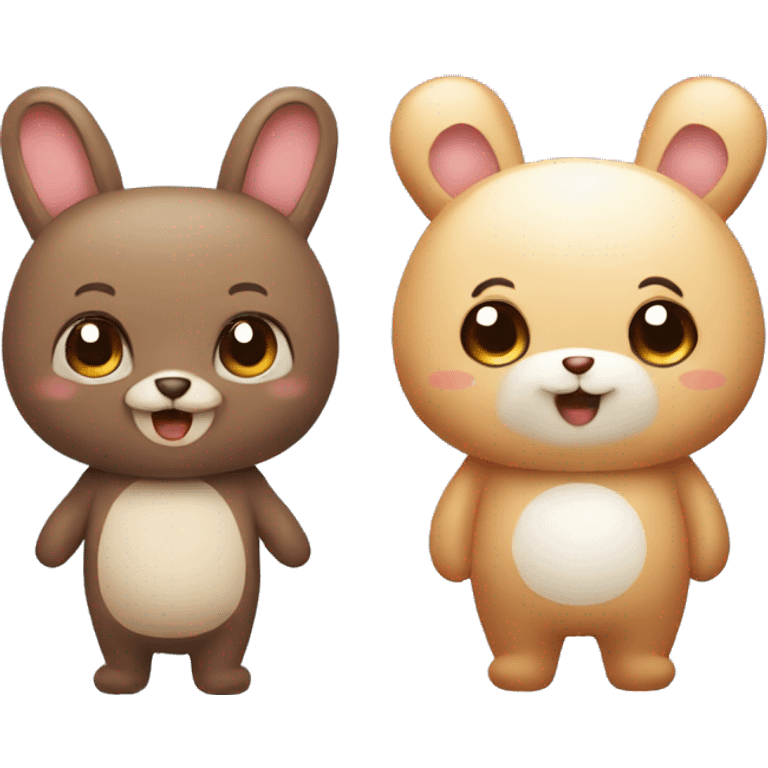 Cute bear and bunny emoji