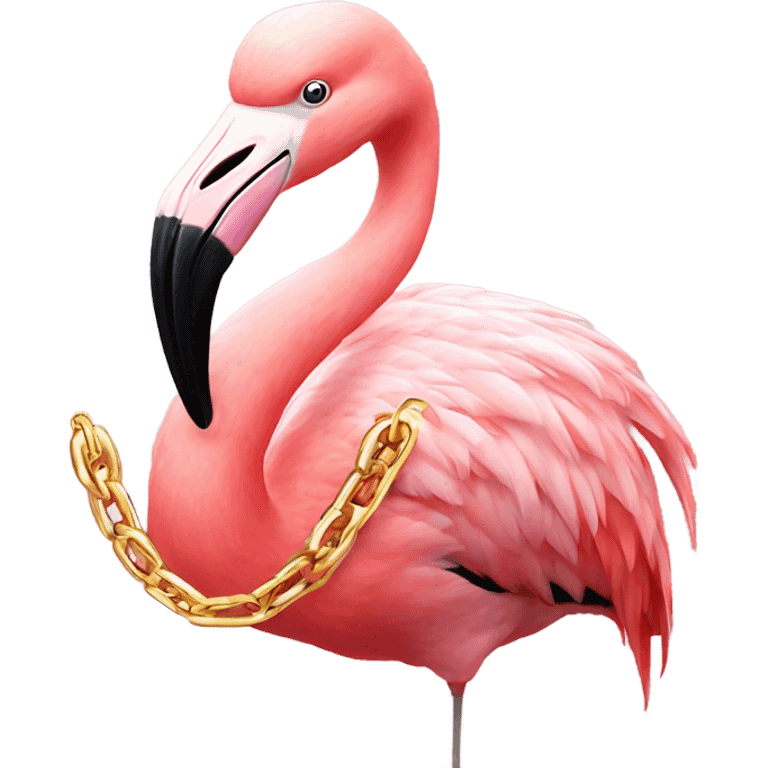 Flamingo wearing gold chain emoji