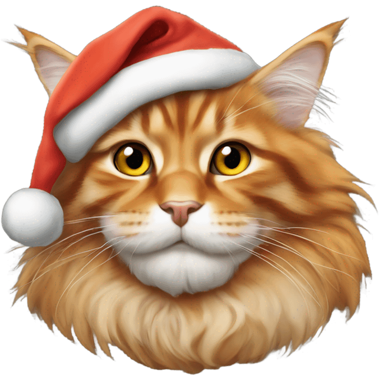 orange maine coon wearing santa hat emoji