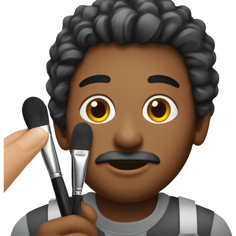 Male makeup artist holding makeup brush emoji