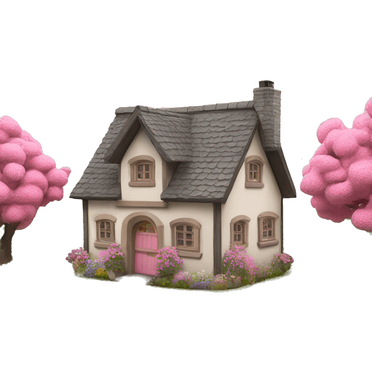 cottage with pink flowers emoji