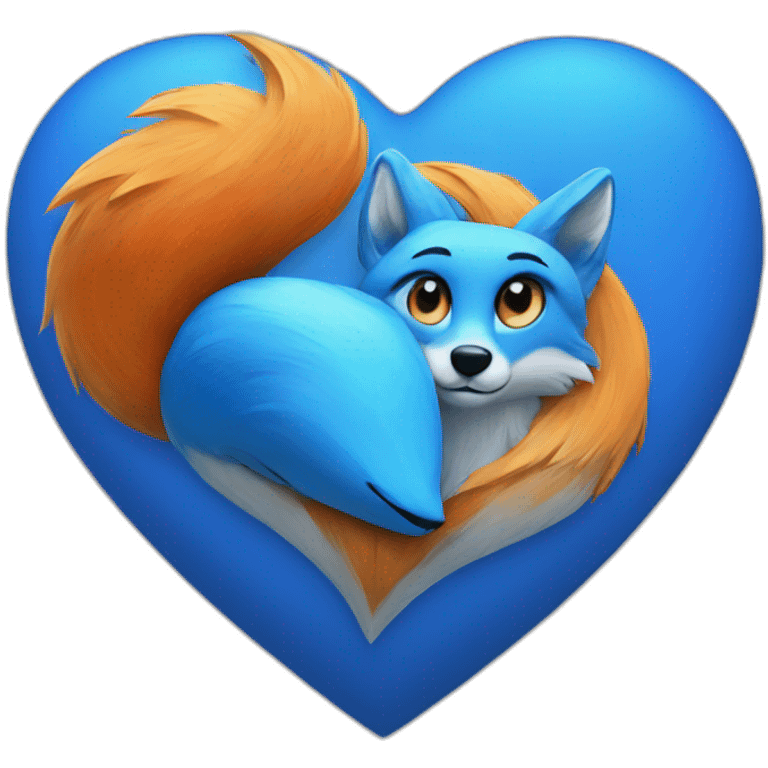 blue heart with fox emoji