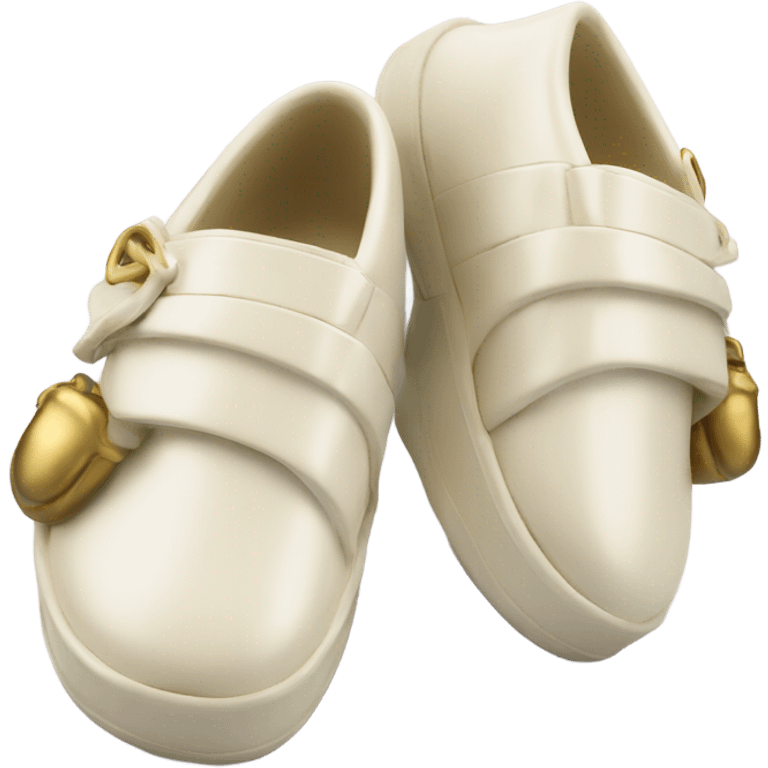 Slide shoes cream color gold  emoji