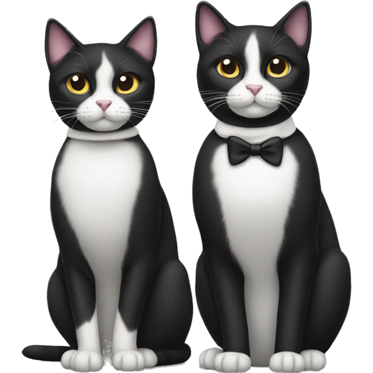 Two tuxedo cats one male and one female emoji