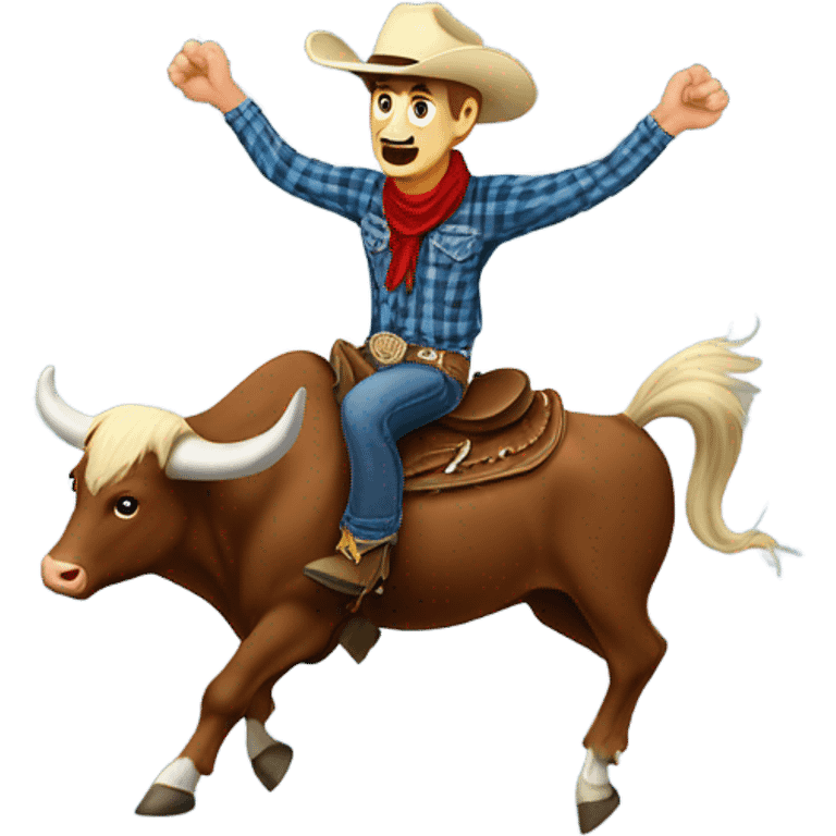 Cowboy riding bull emoji