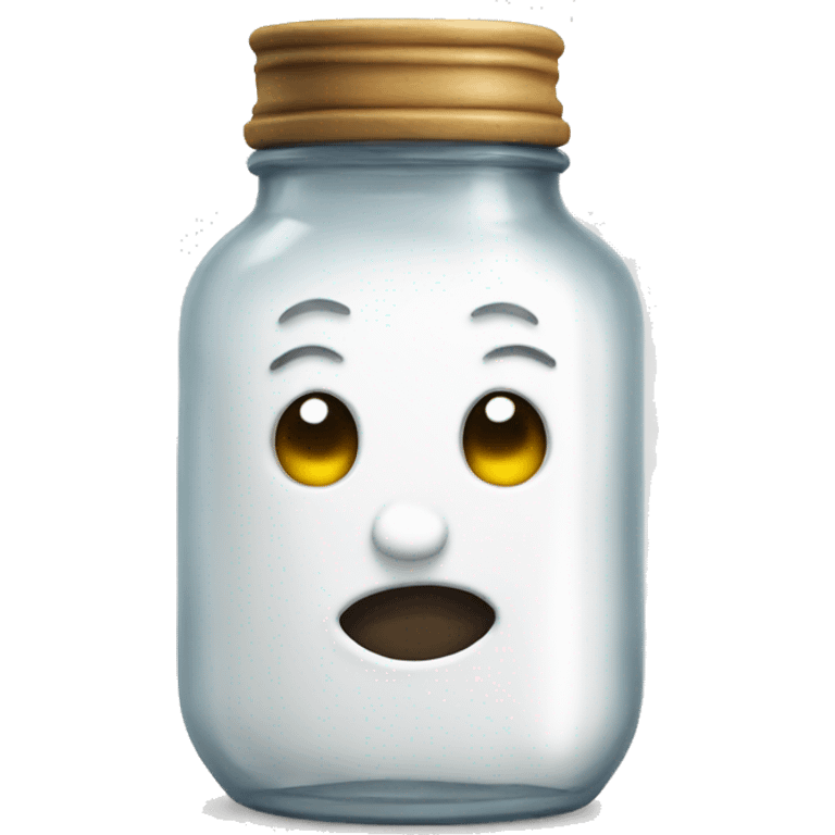 Emoji in a jar slightly filled with white liquid emoji