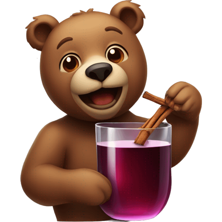 Bear with mulled wine  emoji