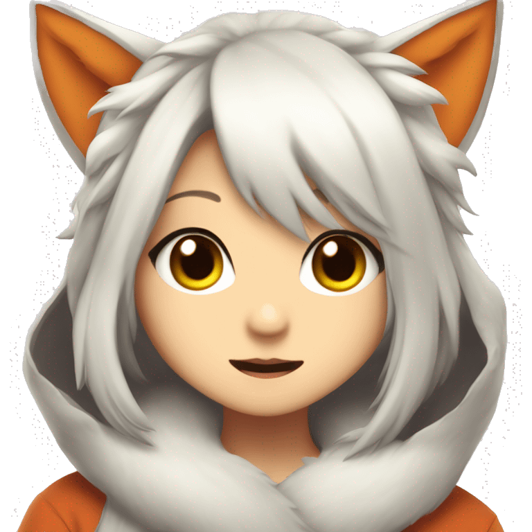 Cute kitsune anime girl peeking in. emoji