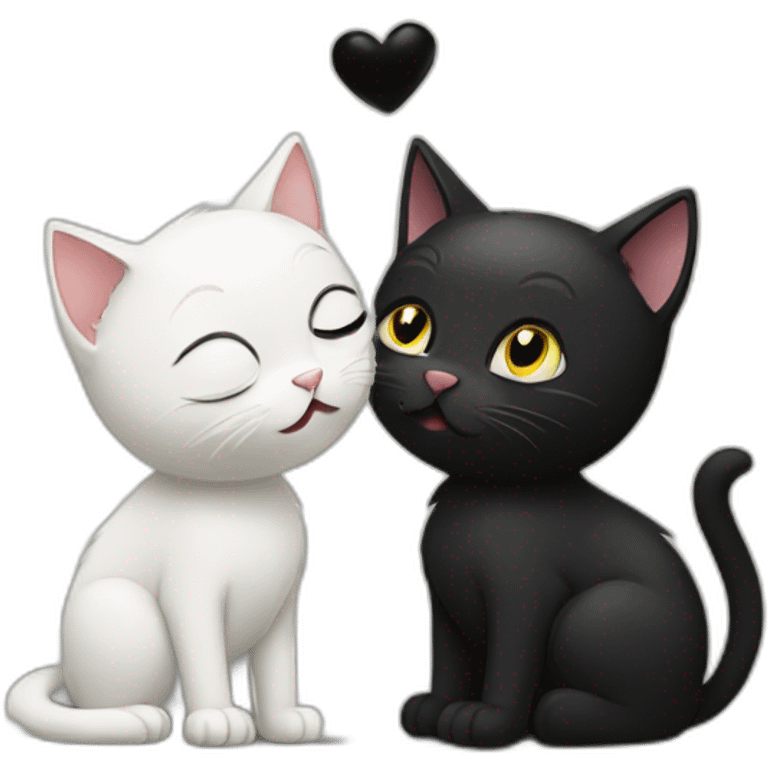 a black cat kissing a white cat emoji