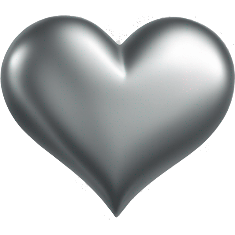 a metallic silver chrome heart emoji