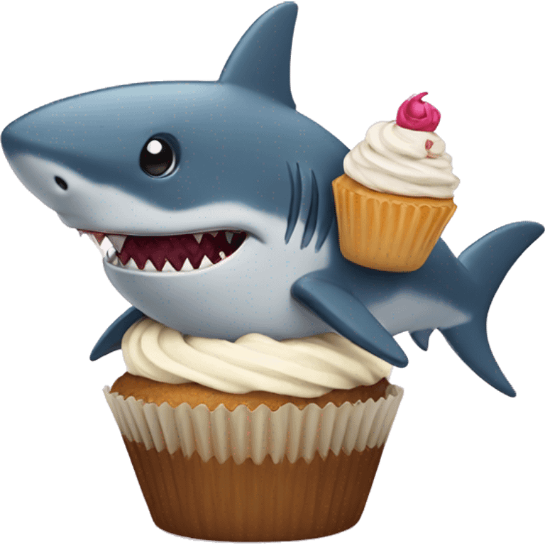 shark with a cupcake emoji