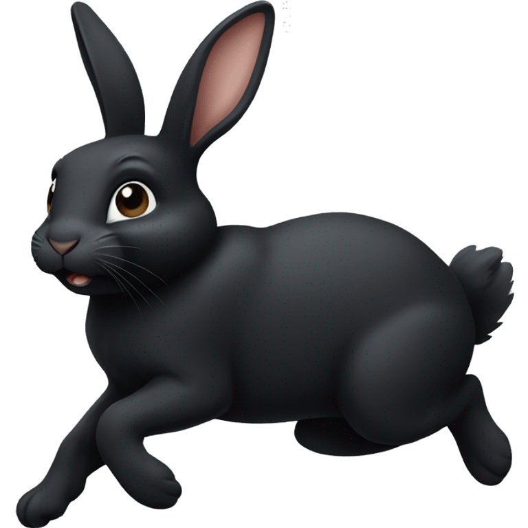 One black bunny hopping emoji