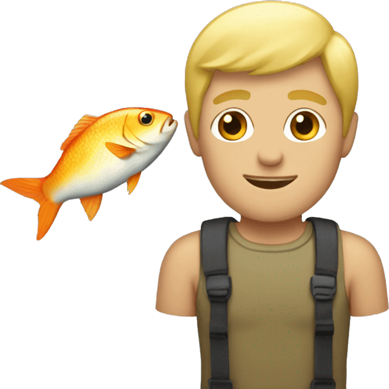 blonde guy with a fish emoji