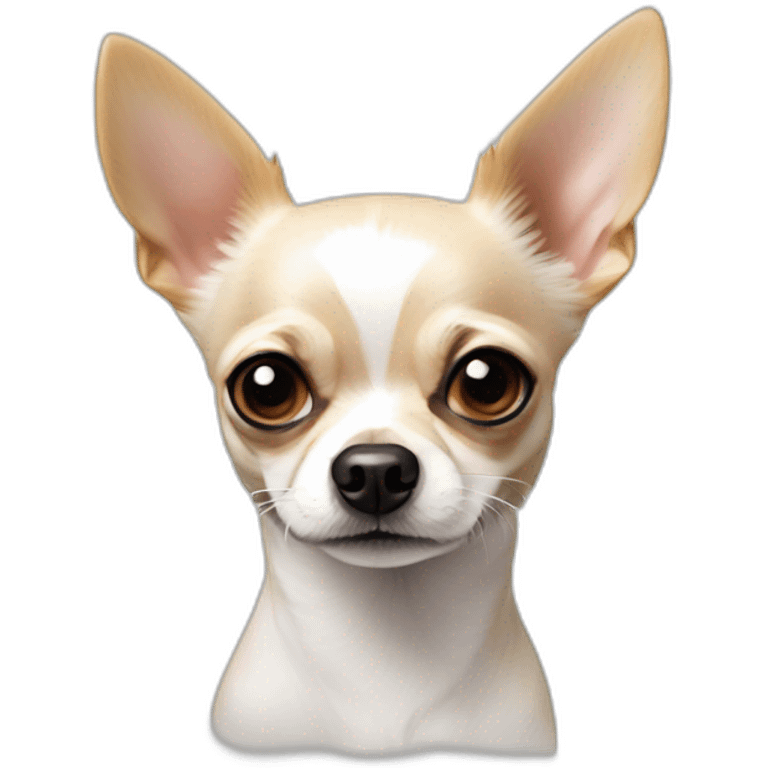 retrato delineado de perrito chihuahua lineas delgadas ojos coloreados en color blanco emoji