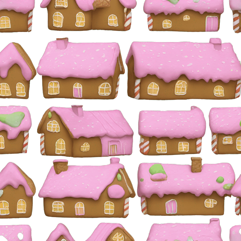 Ginger bread house pink and green emoji