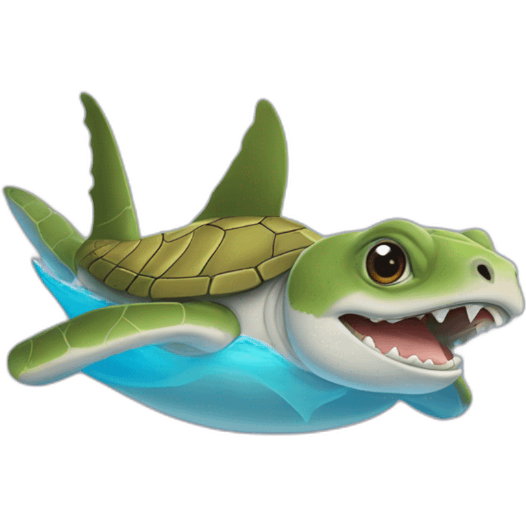 Tortue sur requin emoji