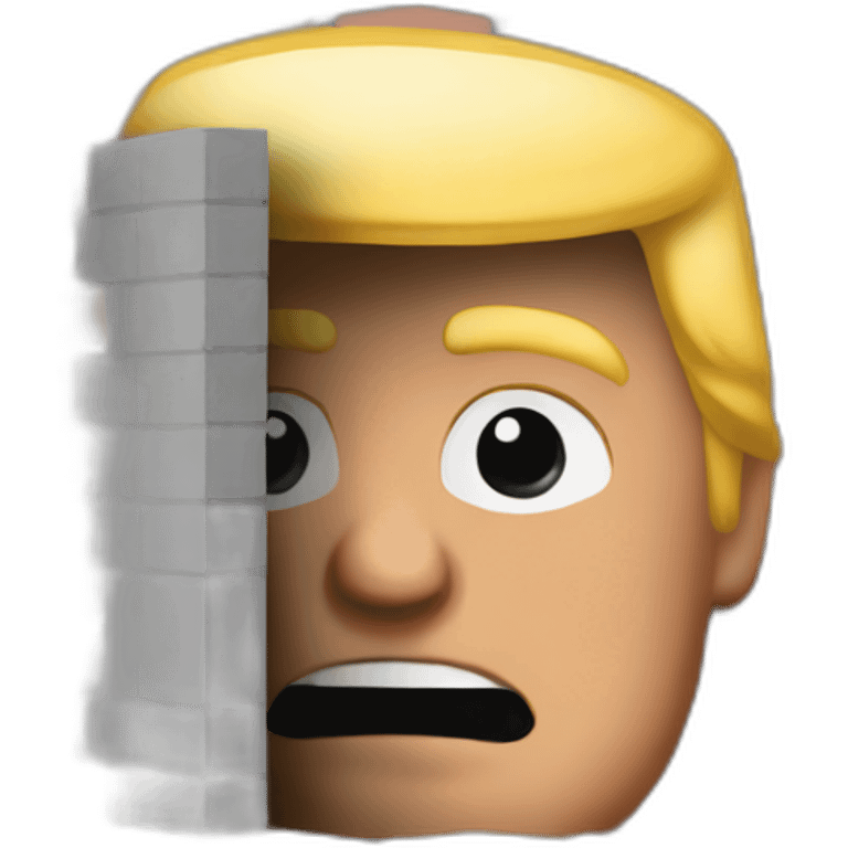 Trump hiding behind a brick wall emoji