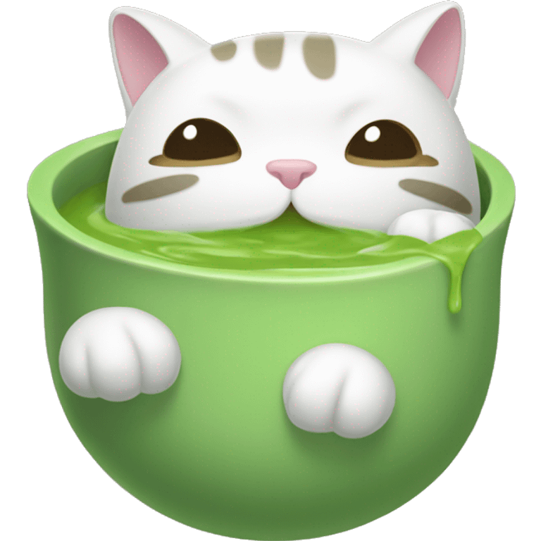 Gato bañándose en matcha  emoji