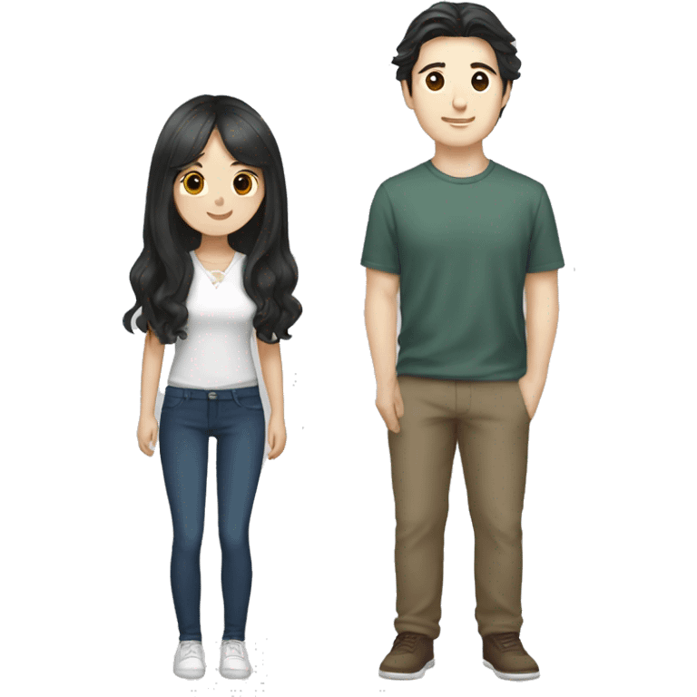 couple that is south korean girl black long hair and brown haired white guy emoji